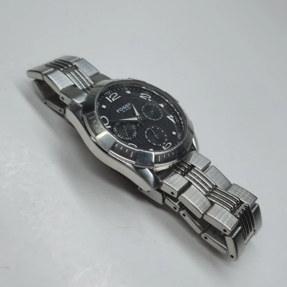 Fossil Watch ES2256 Chronograph Black Face Silver Stainless Steel Watch